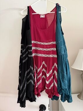 Free People swing Tunic 3 bundle- Magenta, Black & Teal,